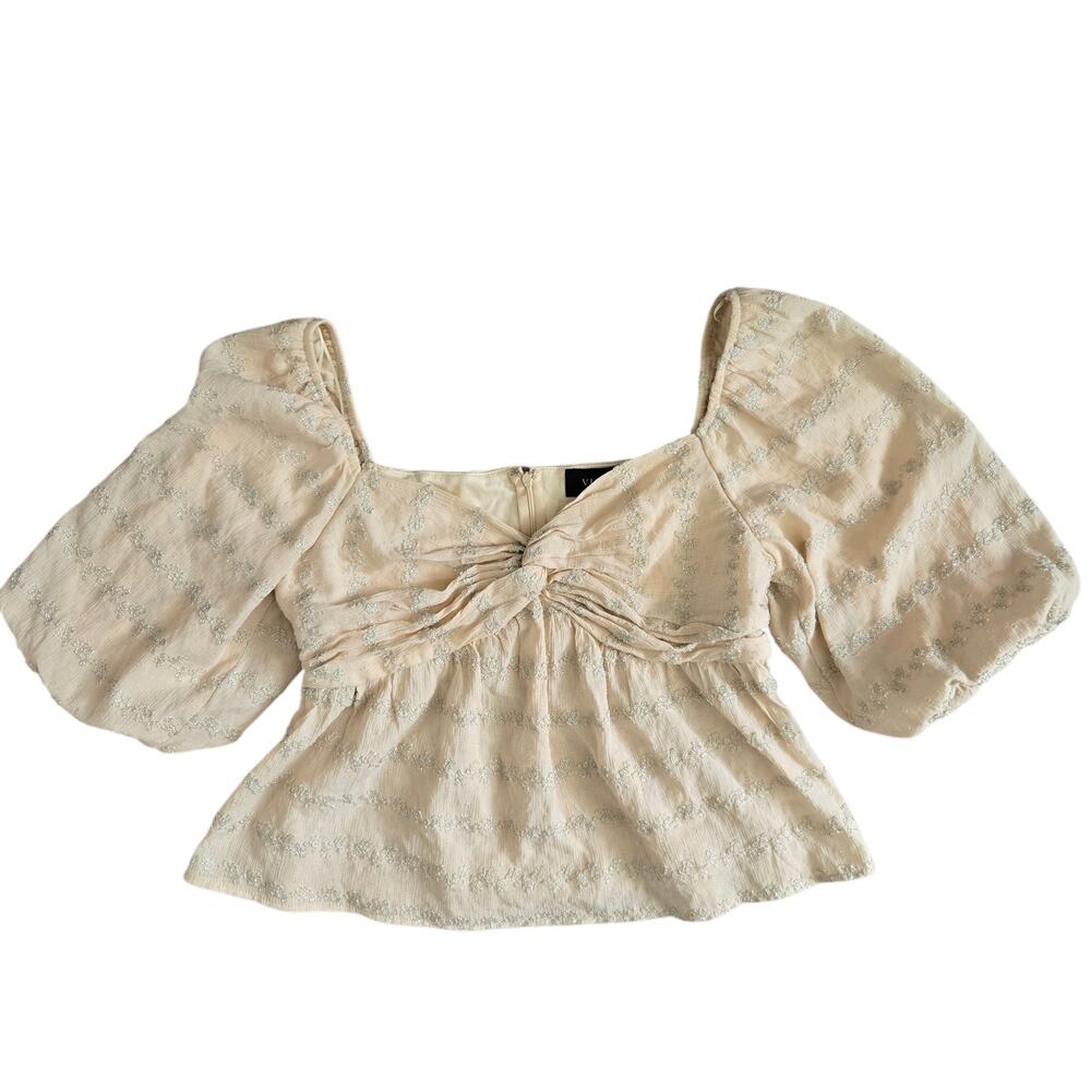 Regency Babydoll Blouse Women Vici Cream Puff Sleeves Feminine Sparkly Large
